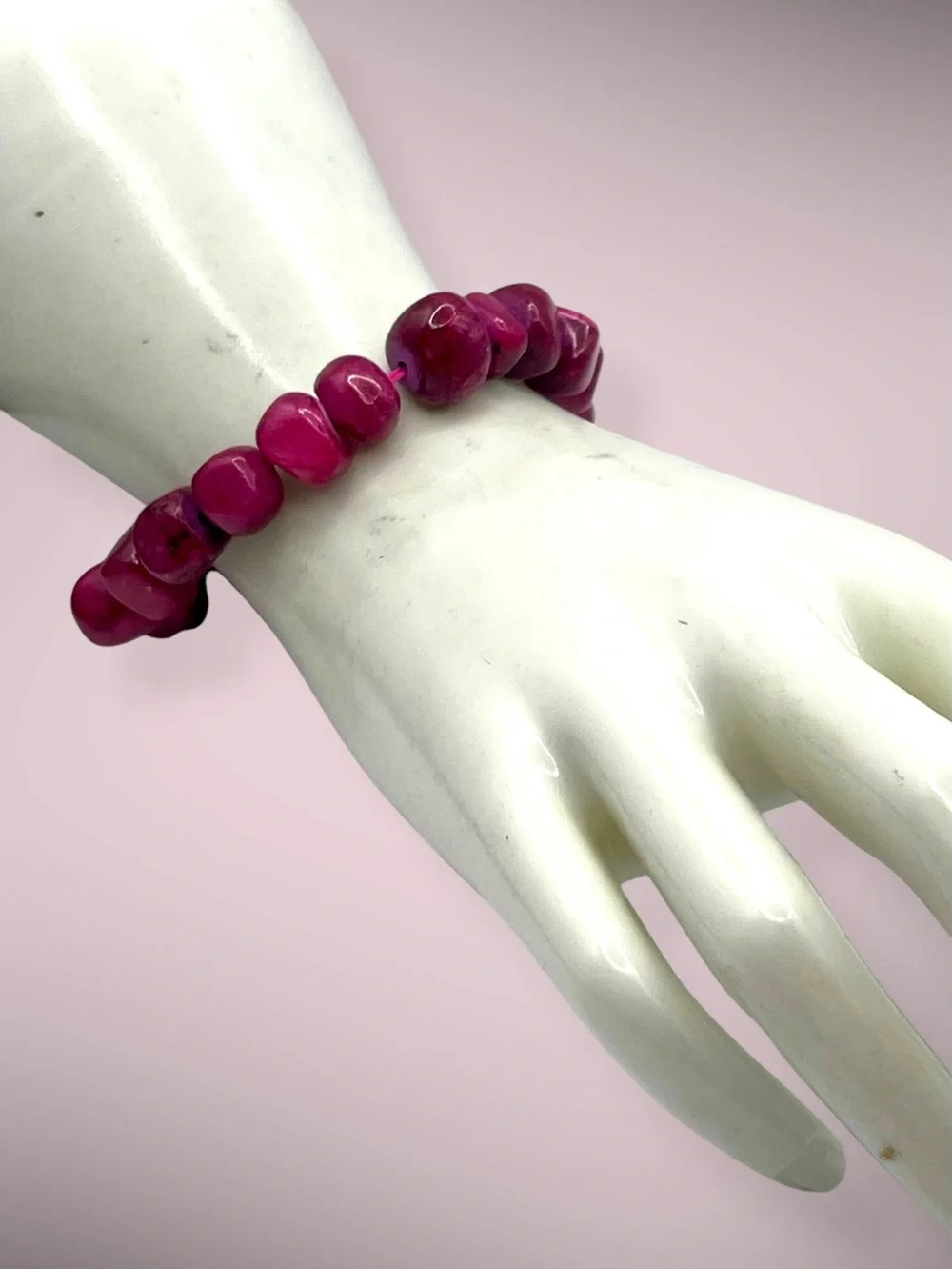 Dyed Agate Organic Nugget Beaded Stretch Bracelet